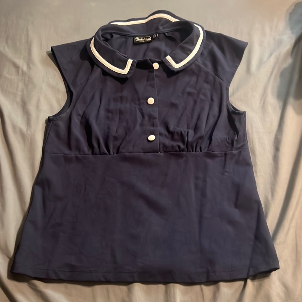 Voodoo vixen xl navy and white shirt.